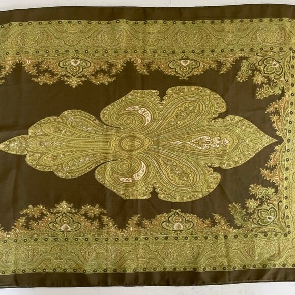 Vintage Sheer Paisley Print Scarf Olive Green White Tan No Tags Sz OS - no tags - Picture 4 of 7